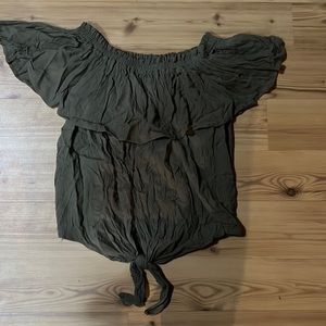 Express Factory Outlet Off the shoulder tie front knit Express top